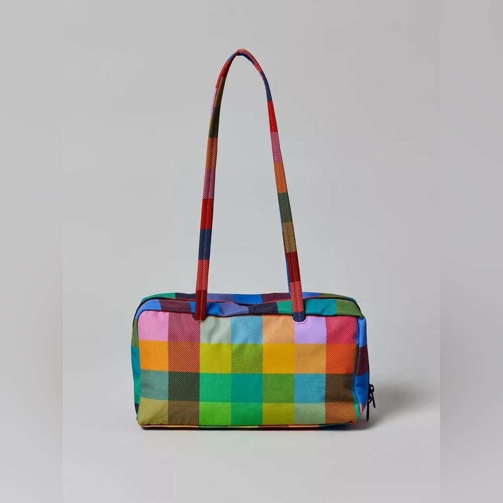 SOLD: Rare New BAGGU Nylon Bowler Shoulder Bag Madras Plaid Purse UO exclusive